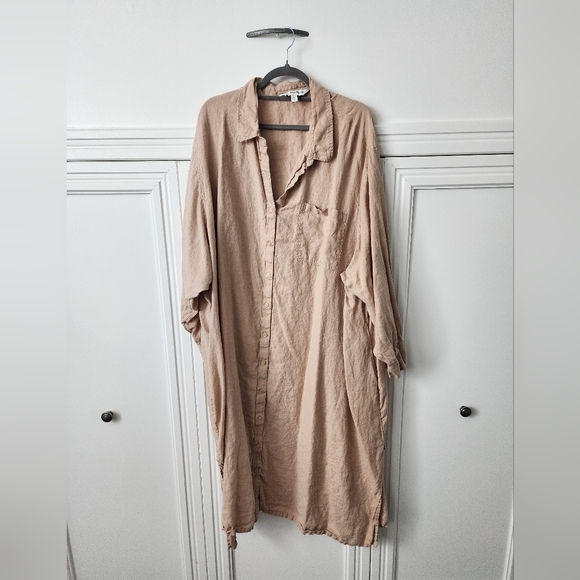 Relaxed Linen Midi Shirt Dress - Picture 4 of 11